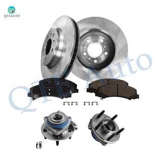 Set of 8 Front 302.95mm Drilled Slotted Brake Disc Rotors-Wheel Hub Bearing Assembly-Ceramic Brake Pad Kit For 2006-2013 Chevrolet Impala with 302.8 (mm) Diameter Rotor