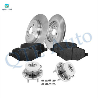 Set of 8 Rear 330mm Brake Disc Rotors-Wheel Hub Bearing Assembly-Ceramic Brake Pad Kit For 2011-2014 Ford Edge
