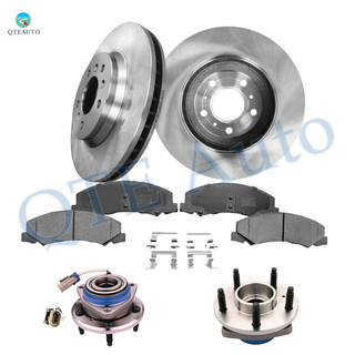 Set of 8 Front 302.95mm Drilled Slotted Brake Disc Rotors-Wheel Hub Bearing Assembly-Ceramic Brake Pad Kit For 2006 2007 Chevrolet Monte Carlo with 302.8 (mm) Diameter Rotor