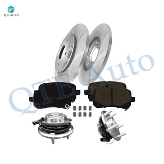 Set of 8 Rear 305mm Brake Disc Rotors-Wheel Hub Bearing Assembly-Ceramic Brake Pad Kit For 2008-2011 Dodge Grand Caravan