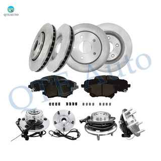 Set of 16 Front 302mm-Rear 305mm Brake Disc Rotors-Wheel Hub Bearing Assembly-Ceramic Brake Pad Kit For 2008-2010 Dodge Grand Caravan with Heavy Duty Brakes