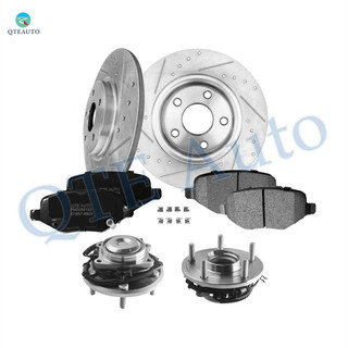 Set of 8 Rear 328mm Drilled Slotted Brake Disc Rotors-Ceramic Brake Pad Kit-Wheel Hub Bearing Assembly For 2015 2016 Dodge Grand Caravan