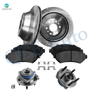 Set of 8 Front 303mm Drilled Slotted Brake Disc Rotors-Wheel Hub Bearing Assembly-Ceramic Brake Pad Kit For 1998 1999 2001-2003 Oldsmobile Aurora Base Front D818 7693