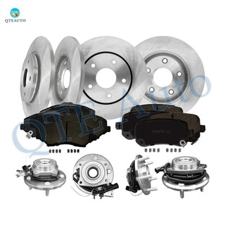 Set of 16 Front 302mm-Rear 305mm Brake Disc Rotors-Wheel Hub Bearing Assembly-Ceramic Brake Pad Kit For 2008-2010 Dodge Grand Caravan