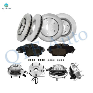 Set of 16 Front 302mm-Rear 305mm Brake Disc Rotors-Wheel Hub Bearing Assembly-Ceramic Brake Pad Kit For 2008-2011 Chrysler Town & Country with Heavy Duty Brakes