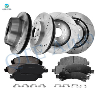 Set of 12 Front-Rear 330mm Drilled Slotted Brake Disc Rotors-Ceramic Brake Pad Kit For 2014 GMC Savana 1500