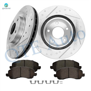 Set of 6 Front 294mm Drilled Slotted Brake Disc Rotors-Ceramic Brake Pad Kit For 2007-2010 Chrysler Sebring
