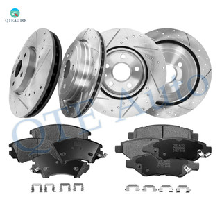 Set of 12 Front 321mm-Rear 315mm Drilled Slotted Brake Disc Rotors-Ceramic Brake Pad Kit For 2010-2015 Chevrolet Camaro Set of 12 Front 321mm-Rear 315mm Drilled Slotted Brake Disc Rotors-Ceramic Brake Pad Kit For 2010-2015 Chevrolet Camaro