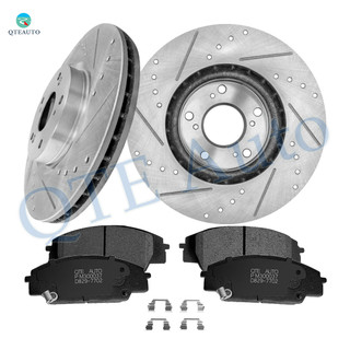 Set of 6 Front 300mm Drilled Slotted Brake Disc Rotors-Ceramic Brake Pad Kit For 2006-2011 Honda Civic Set of 6 Front 300mm Drilled Slotted Brake Disc Rotors-Ceramic Brake Pad Kit For 2006-2011 Honda Civic