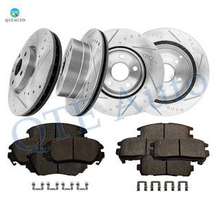 Set of 12 Front 321mm-Rear 303mm Drilled Slotted Brake Disc Rotors-Ceramic Brake Pad Kit For 2010-2017 Chevrolet Equinox Set of 12 Front 321mm-Rear 303mm Drilled Slotted Brake Disc Rotors-Ceramic Brake Pad Kit For 2010-2017 Chevrolet Equinox