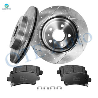 Set of 6 Rear 315mm Drilled Slotted Brake Disc Rotors-Ceramic Brake Pad Kit For 2014-2020 Chevrolet Impala