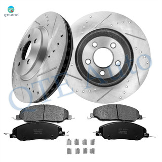 Set of 6 Front 316mm Drilled Slotted Brake Disc Rotors-Ceramic Brake Pad Kit For 2006-2009 2011 2012 Ford Mustang
