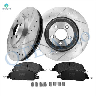 Set of 6 Front 316mm Drilled Slotted Brake Disc Rotors-Ceramic Brake Pad Kit For 2011 2012 Ford Mustang