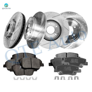 Set of 12 Front 300mm-Rear 284mm Drilled Slotted Brake Disc Rotors-Ceramic Brake Pad Kit Replacement For 2011-2015 KIA Optima