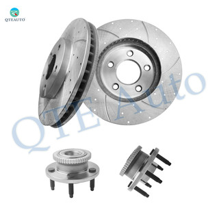 Set of 4 Front 293mm Drilled Slotted Brake Disc Rotors-Wheel Hub Bearing Assembly For 2005-2010 Ford Mustang