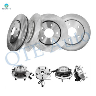 Set of 8 Front 302mm-Rear 305mm Brake Disc Rotors-Wheel Hub Bearing Assembly For 2009-2011 Volkswagen Routan; Improved Design