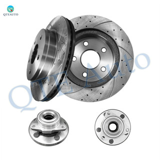 Set of 4 Front 336mm Drilled Slotted Brake Disc Rotors-Wheel Hub Bearing Assembly For 2002-2008 Dodge RAM 1500