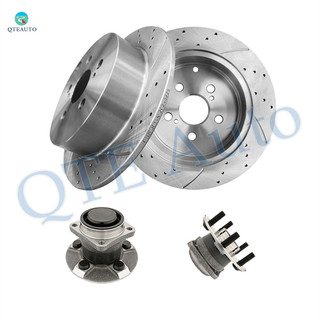 Set of 4 Rear 269mm Drilled Slotted Brake Disc Rotors-Wheel Hub Bearing Assembly For 2005 2006 Toyota Corolla Non-ABS
