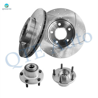 Set of 4 Front 278mm Drilled Slotted Brake Disc Rotors-Wheel Hub Bearing Assembly For 2004 2005 Mazda 3