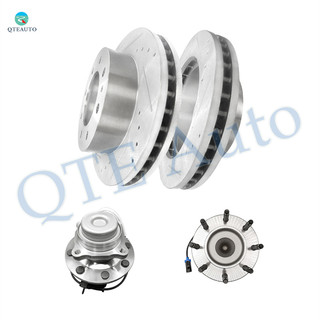 Set of 4 Front 325mm Drilled Slotted Brake Disc Rotors-Wheel Hub Bearing Assembly For 2006-2017 Chevrolet Express 3500