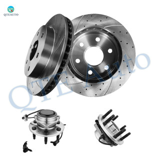 Set of 4 Front 305mm Drilled Slotted Brake Disc Rotors-Wheel Hub Bearing Assembly For 2000-2006 Chevrolet Tahoe RWD
