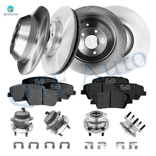 Set of 16 Front 300mm-Rear 302mm Brake Disc Rotors-Ceramic Brake Pad Kit-Wheel Hub Bearing Assembly For 2010-2012 Hyundai Santa FE