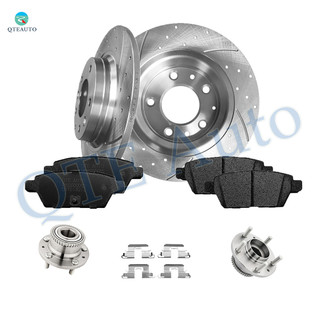 Set of 8 Rear 280mm Drilled Slotted Brake Disc Rotors-Ceramic Brake Pad Kit-Wheel Hub Bearing Assembly For 2006-2011 Mercury Milan
