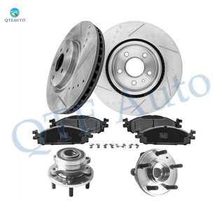 Set of 8 Front 325mm Drilled Slotted Brake Disc Rotors-Ceramic Brake Pad Kit-Wheel Hub Bearing Assembly For 2011 2012 Ford Explorer