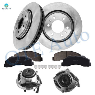 Set of 8 Front 350mm Brake Disc Rotors-Ceramic Brake Pad Kit-Wheel Hub Bearing Assembly For 2014 Ford F-150