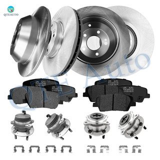 Set of 16 Front 300mm-Rear 302mm Brake Disc Rotors-Ceramic Brake Pad Kit-Wheel Hub Bearing Assembly For 2010-2012 Hyundai Santa FE FWD