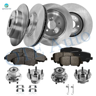 Set of 16 Front 330mm-Rear 334mm Brake Disc Rotors-Ceramic Brake Pad Kit-Wheel Hub Bearing Assembly For 2009-2011 Honda Pilot