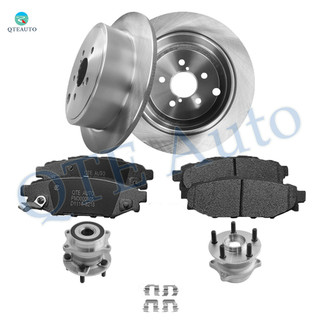 Set of 8 Rear 286mm Brake Disc Rotors-Ceramic Brake Pad Kit-Wheel Hub Bearing Assembly For 2008-2013 Subaru Impreza