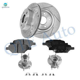 Set of 8 Rear 270mm Drilled Slotted Brake Disc Rotors-Ceramic Brake Pad Kit-Wheel Hub Bearing Assembly For 2005-2008 Chevrolet Cobalt