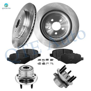 Set of 8 Rear 345mm Brake Disc Rotors-Ceramic Brake Pad Kit-Wheel Hub Bearing Assembly For 2013-2019 Ford Police Interceptor Utility
