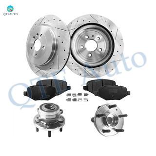 Set of 8 Rear 345mm Drilled Slotted Brake Disc Rotors-Ceramic Brake Pad Kit-Wheel Hub Bearing Assembly For 2013-2019 Ford Explorer