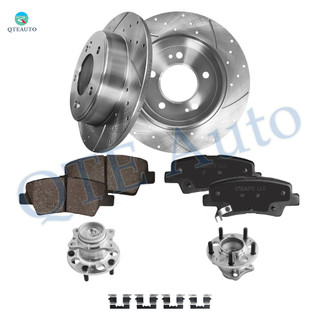 Set of 8 Rear 262mm Drilled Slotted Brake Disc Rotors-Ceramic Brake Pad Kit-Wheel Hub Bearing Assembly For 2011-2016 Hyundai Elantra