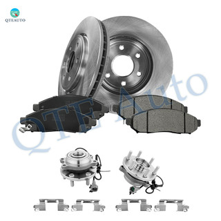 Set of 8 Front Brake Disc Rotors 296mm-Wheel Hub Bearing Assembly-Ceramic Brake Pad Kit For 2005-2009 2011 2012 Nissan Pathfinder