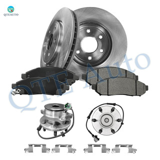Set of 8 Front Brake Disc Rotors 296mm-Wheel Hub Bearing Assembly-Ceramic Brake Pad Kit For 2005-2012 Nissan Pathfinder