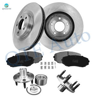 Set of 8 Front 320mm Brake Disc Rotors-Ceramic Brake Pad Kit-Wheel Hub Bearing Assembly For 2007-2010 Ford Edge