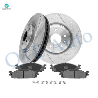 Set of 6 Front 325mm Drilled Slotted Brake Disc Rotors-Ceramic Brake Pad Kit For 2010-2019 Lincoln MKT