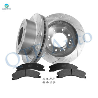 Set of 6 Front 355mm Drilled Slotted Brake Disc Rotors-Ceramic Brake Pad Kit For 2011-2015 Chevrolet Silverado 2500 HD