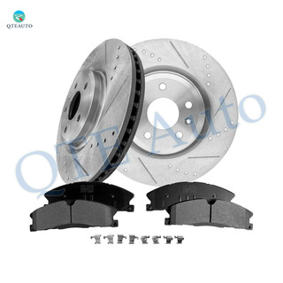 Set of 6 Front 325mm Drilled Slotted Brake Disc Rotors-Ceramic Brake Pad Kit For 2013 2014 Ford Explorer