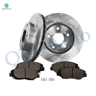 Set of 6 Front 262mm Drilled Slotted Brake Disc Rotors-Ceramic Brake Pad Kit For 2013 Honda Civic