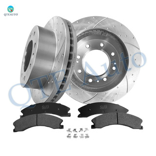 Set of 6 Front 355mm Drilled Slotted Brake Disc Rotors-Ceramic Brake Pad Kit For 2011-2015 GMC Sierra 3500 HD