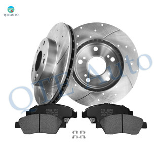 Set of 6 Front 262mm Drilled Slotted Brake Disc Rotors-Ceramic Brake Pad Kit For 2013-2015 Honda Civic