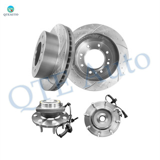Set of 4 Front 355mm Drilled Slotted Brake Disc Rotors-Wheel Hub Bearing Assembly For 2011-2015 GMC Sierra 2500 HD