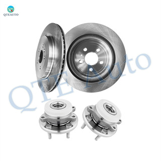 Set of 4 Rear 345mm Brake Disc Rotors-Wheel Hub Bearing Assembly For 2013-2019 Ford Police Interceptor Sedan