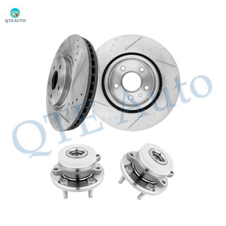Set of 4 Front 325mm Drilled Slotted Brake Disc Rotors-Wheel Hub Bearing Assembly For 2010-2019 Ford Taurus