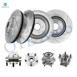 Set of 8 Front 320mm-Rear 308mm Drilled Slotted Brake Disc Rotors-Wheel Hub Bearing Assembly For 2016-2020 Infiniti QX60