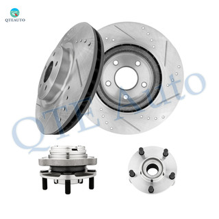 Set of 4 Front 320mm Drilled Slotted Brake Disc Rotors-Wheel Hub Bearing Assembly For 2016-2020 Infiniti QX60